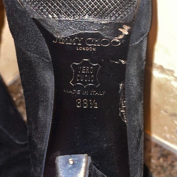 Jimmy Choo Black Suede Over-The-Knee Heeled Boots - Picture 8 of 12